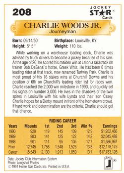 1991 Jockey Star Jockeys #208 Charlie Woods Jr. Back